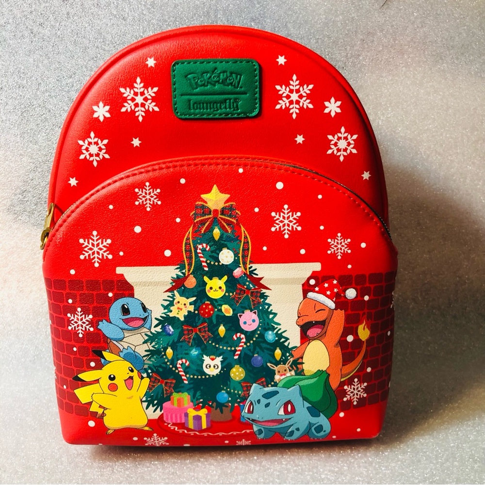 LOUNGEFLY POKEMON CHRISTMAS TREE MINI BACKPACK ~ WITH TAGS~ BRAND NEW